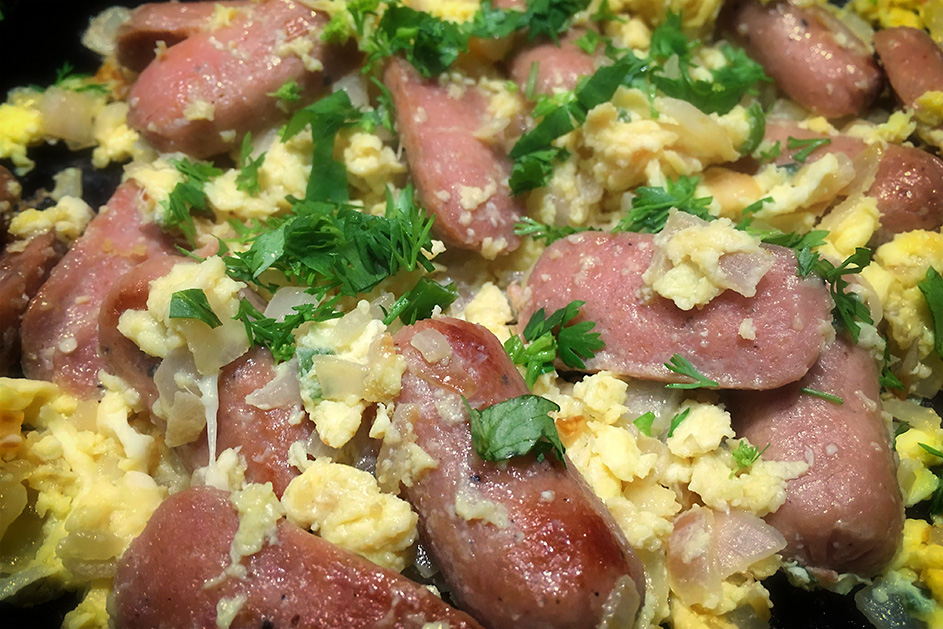 Scrambled Eggs with Sausages